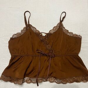 American Eagle Brown Lace Babydoll Tank